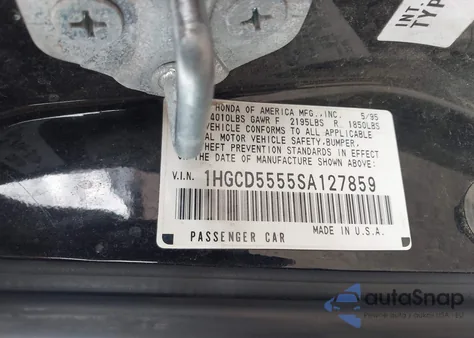 1995 Honda Accord Ex z USA, uszkodzony, nr VIN 1HGCD5555SA127859